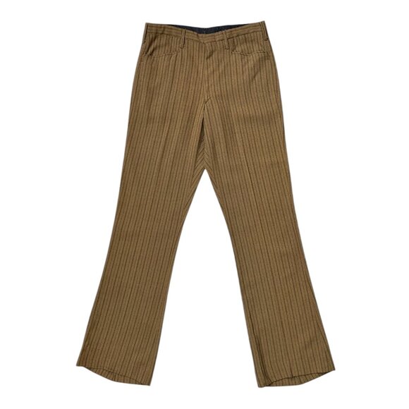 70s Vintage Striped Pants Bootcut Flare Midrise Boho Crusader Permanent Press. - Picture 1 of 6